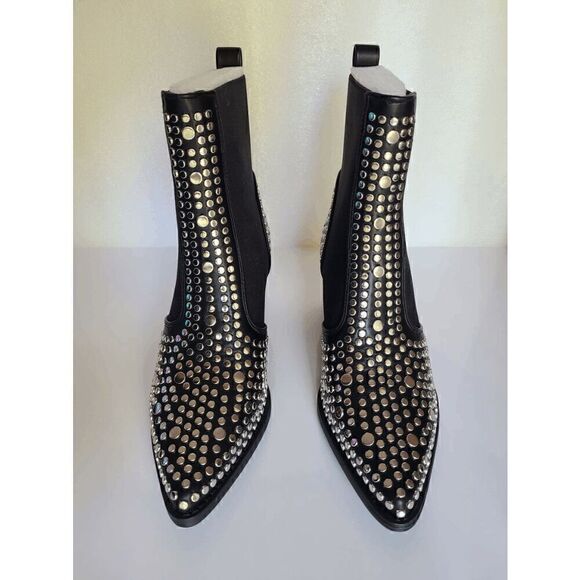 Studded Ankle Boots Block Chunky Heels Chelsea Shoes Slip On SIZE 6,5 NEW IN BOX - Picture 10 of 17